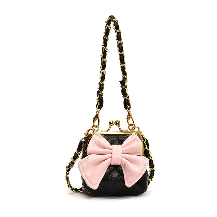 Wholesale Single shoulder bag fashion diamond grid solid color bow crossbody bag new chain