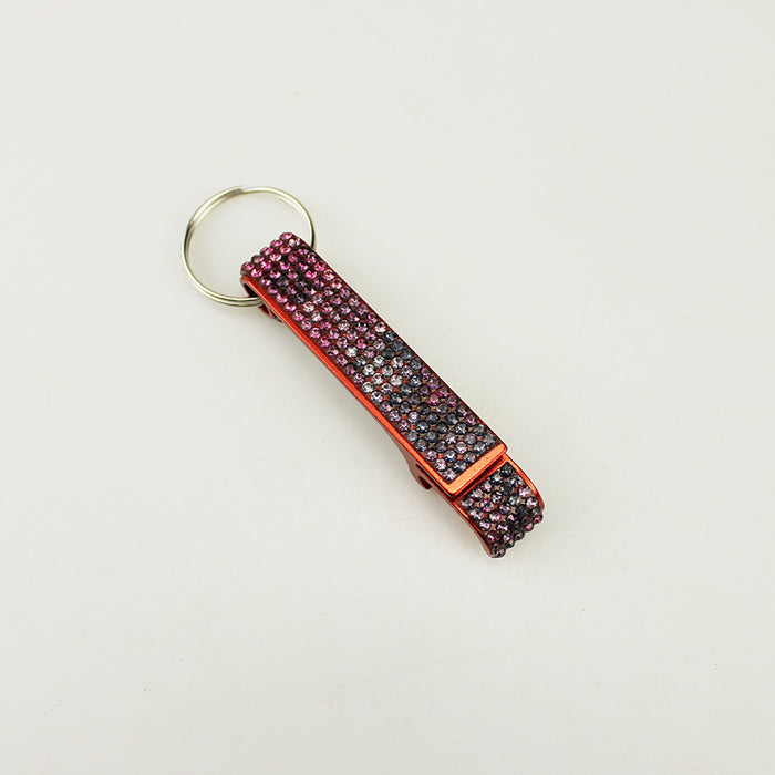 Wholesale Rhinestone Nature Style Alloy Beer Bottle Opener Keychain Grey Car Key Accessory Gift