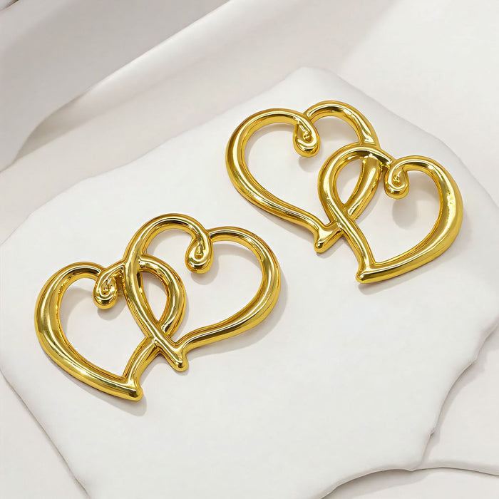 Wholesale Beach Vacation Style Double Heart Beaded Jewelry Set Alloy Necklace and Bracelet MOQ≥2