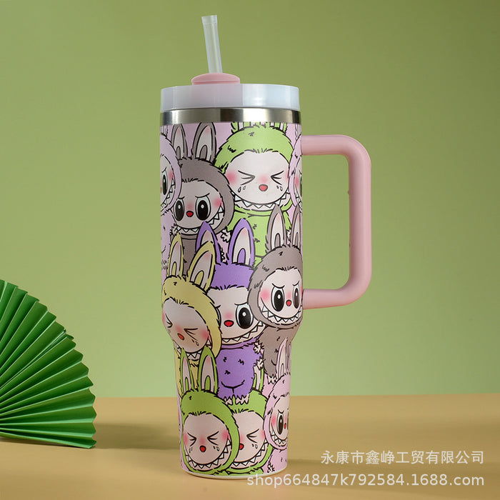 Wholesale 40oz Stainless Steel Thermal Insulation Cup Cartoon Car Cup with Handle and Straw