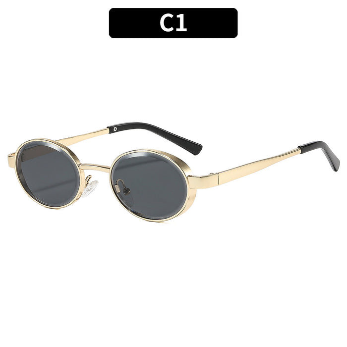 Wholesale Retro Punk Oval Metal Sunglasses Fashion UV400 Sunscreen