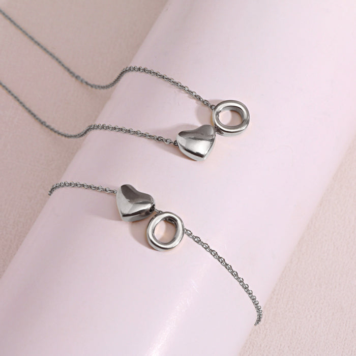 Wholesale Clavicle chain jewelry accessory 26 letter heart pendant titanium steel necklace