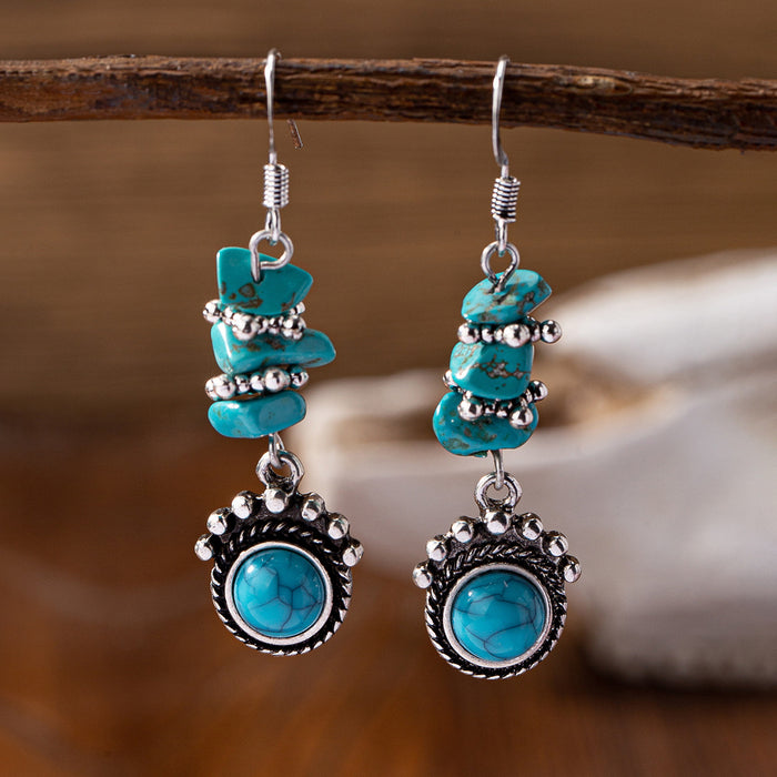 Wholesale Retro turquoise decorative pendant earrings exaggerated personality