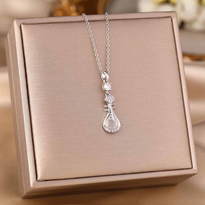 Wholesale Micro-Inlaid Zirconia Silver Titanium Steel Necklace JDC-NE-YinY001