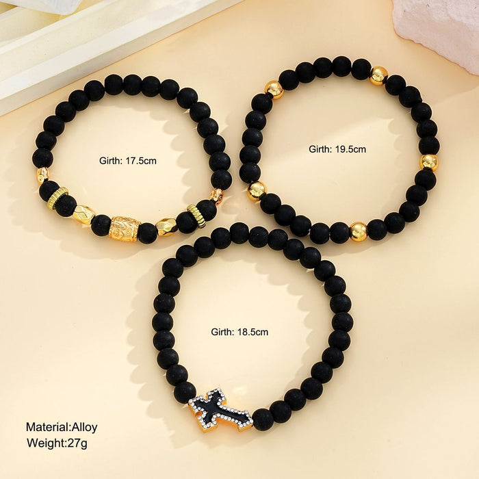 Wholesale Handmade Beaded Bracelet with Diamond-studded Cross