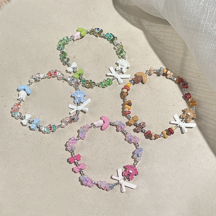 Wholesale Spring lush green leaf butterfly flower bracelet, light luxury, niche exquisite, high-end feel bracelet