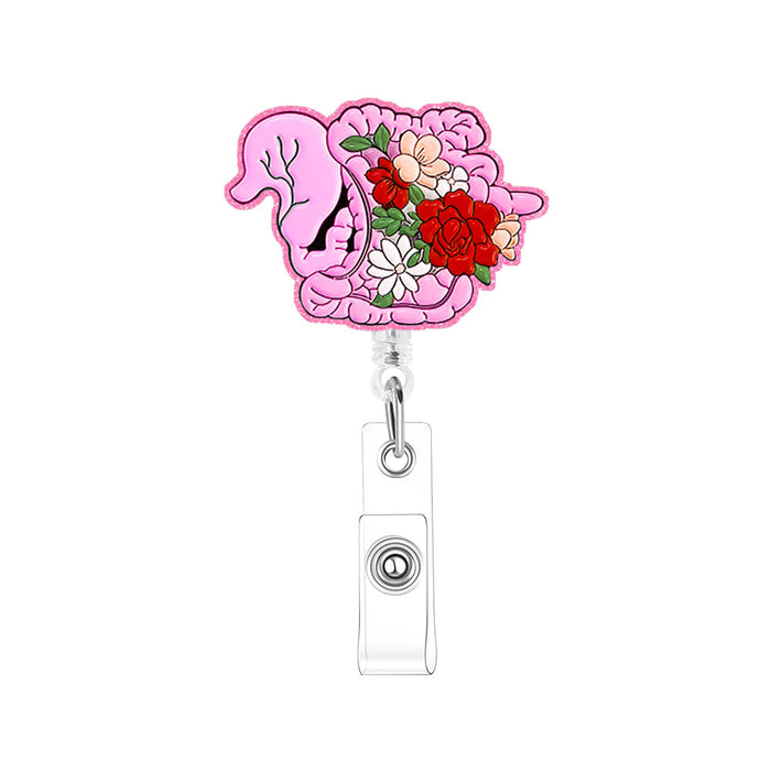 Wholesale Acrylic Heart and Lung Creative Pattern Retractable Clip Acrylic Keychain JDC-KC-QiDing012