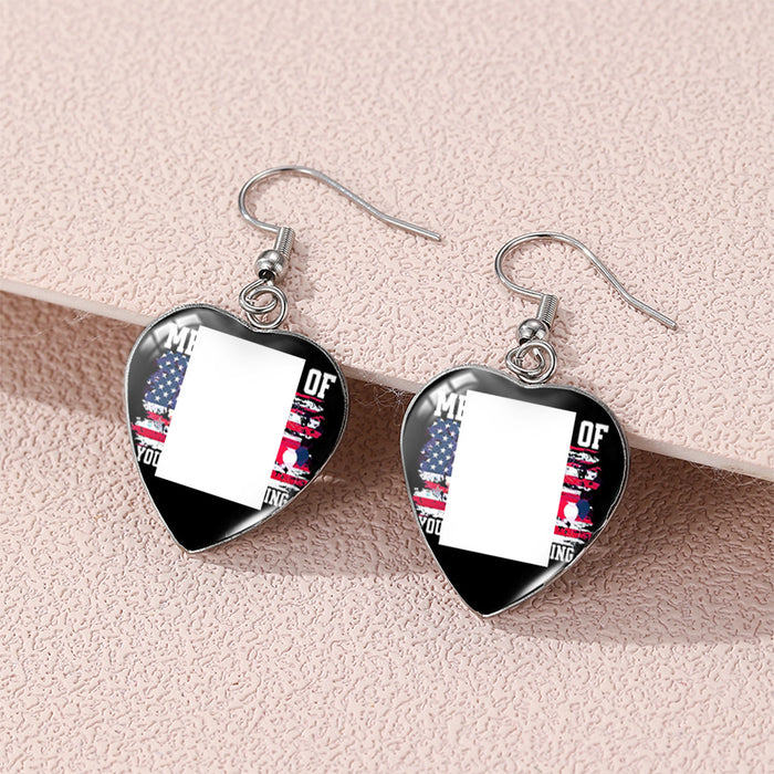 Wholesale American Independence Day Love Stainless Steel Ear Hook Earrings JDC-ES-KaLu009