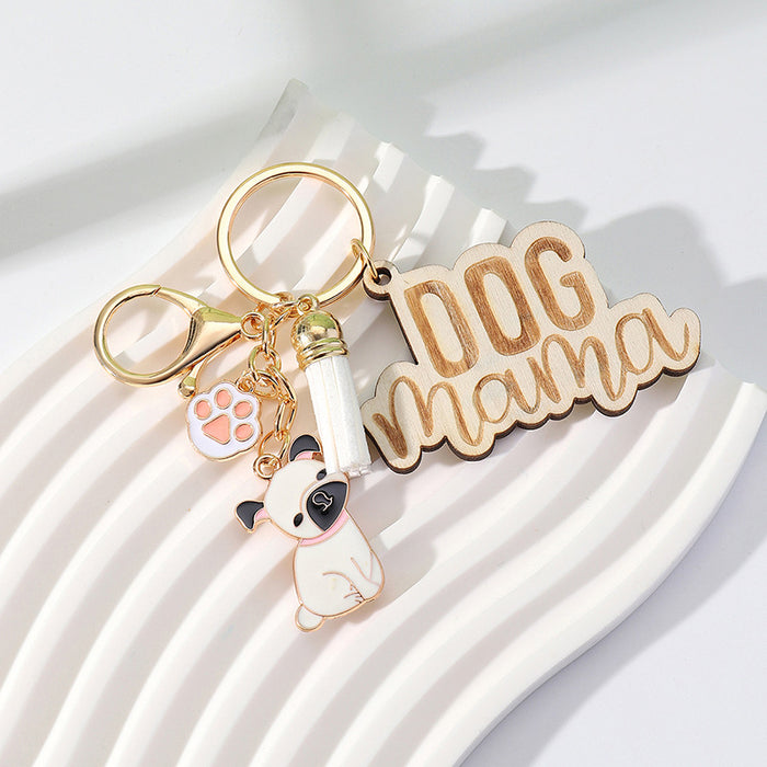 Wholesale Wood Colorful Tassel Keychain Mother's Day JDC-KC-Huiw003