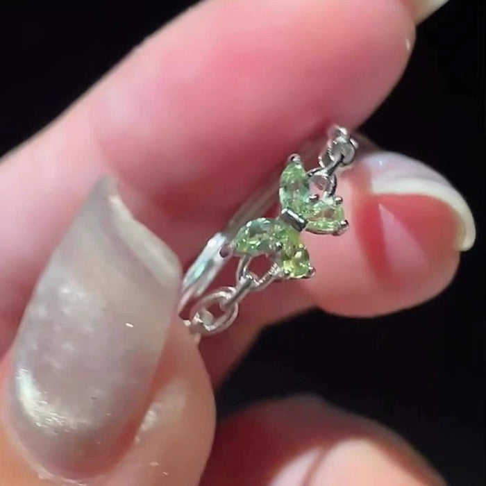 Wholesale Diamond butterfly ring with niche design, simple and exquisite index finger ring