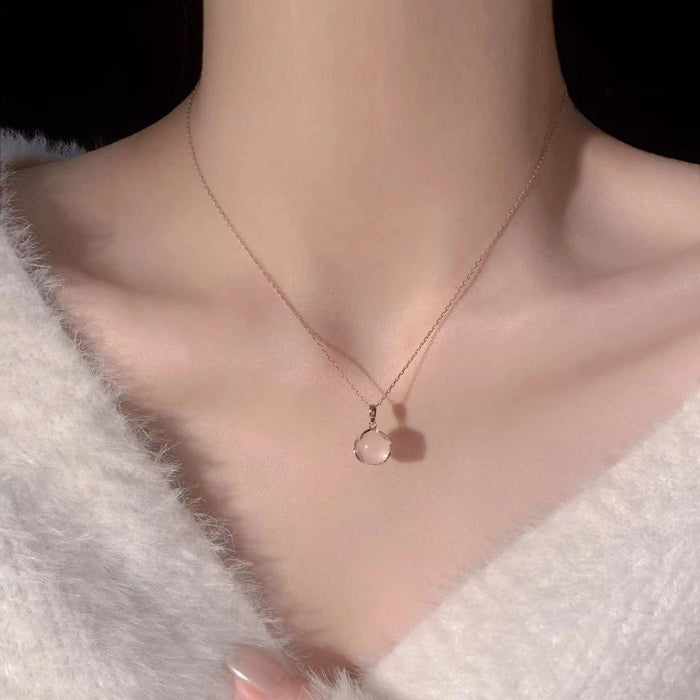 Wholesale Chalcedony Crystal Pendant Necklace Niche Electroplated Rose Gold Clavicle Chain
