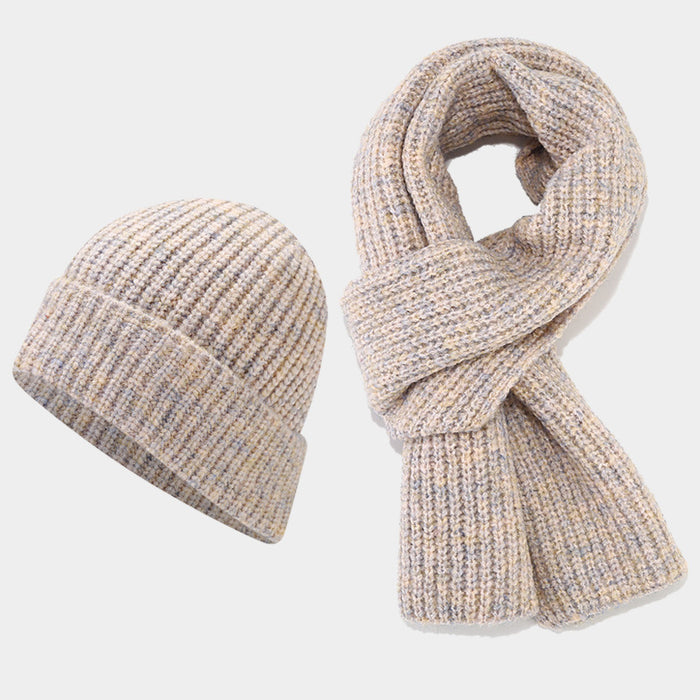 Wholesale Winter Two-Tone Striped Thick Fashionhat and f Set
