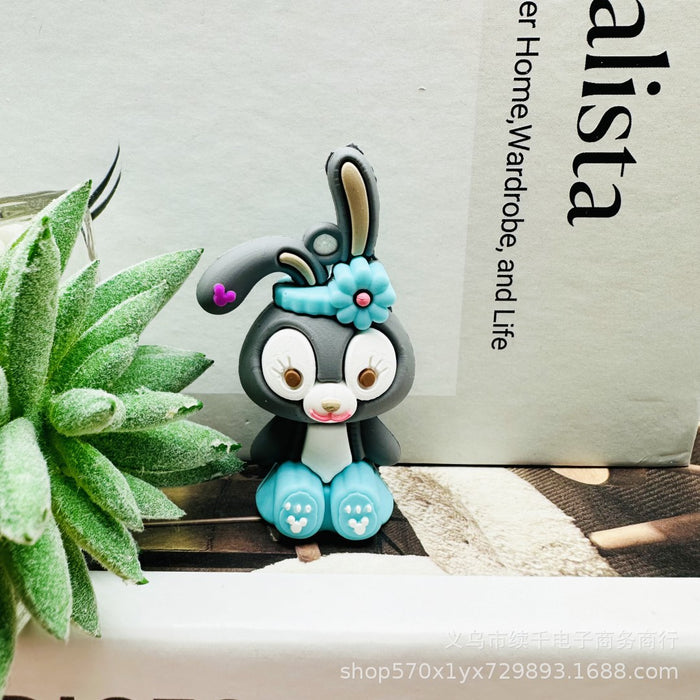 Wholesale Cartoon sitting keychain DIY soft plastic figurine car keychain