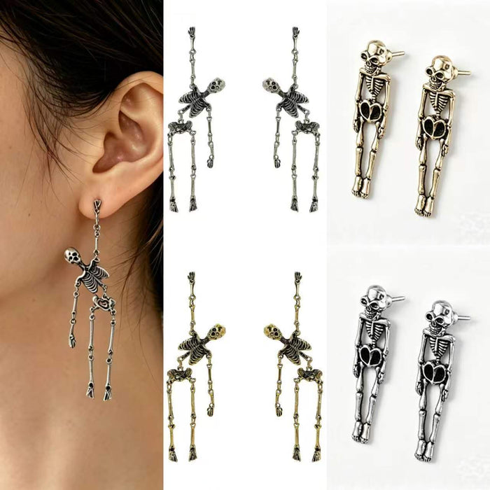 Wholesale Eco Friendly  Skeleton Stud Drop Earrings Trendy Gothic Party Jewelry Accessory For Boutique Resale