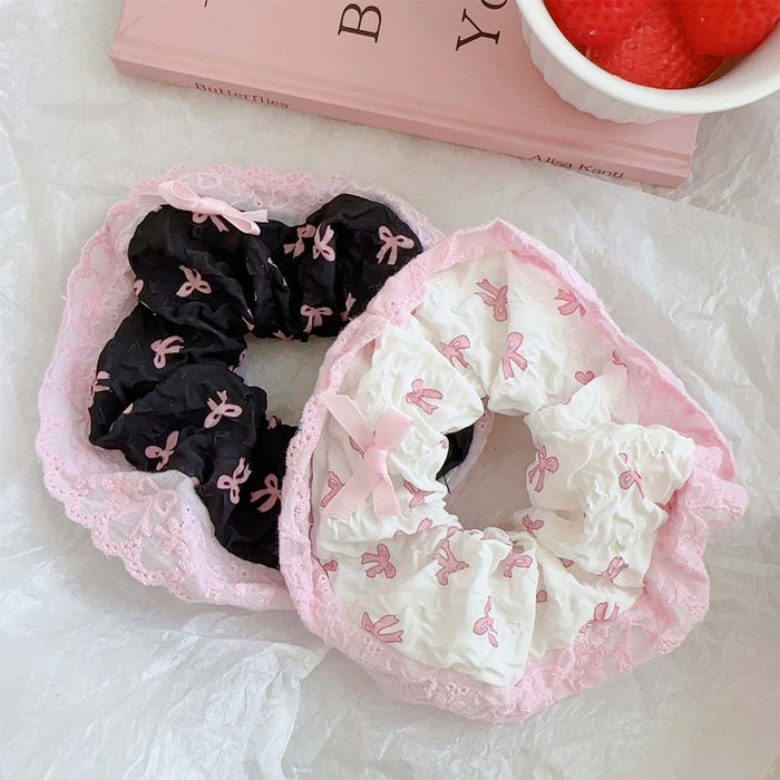 Wholesale Bow Pink Lace Fabric Hairband JDC-HS-Suim001