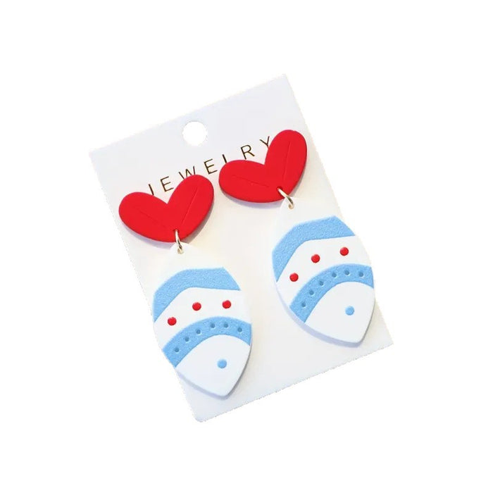 Wholesale Blue Polka Dot Fishtail Acrylic Earrings Striped Funny Fish Jewelry