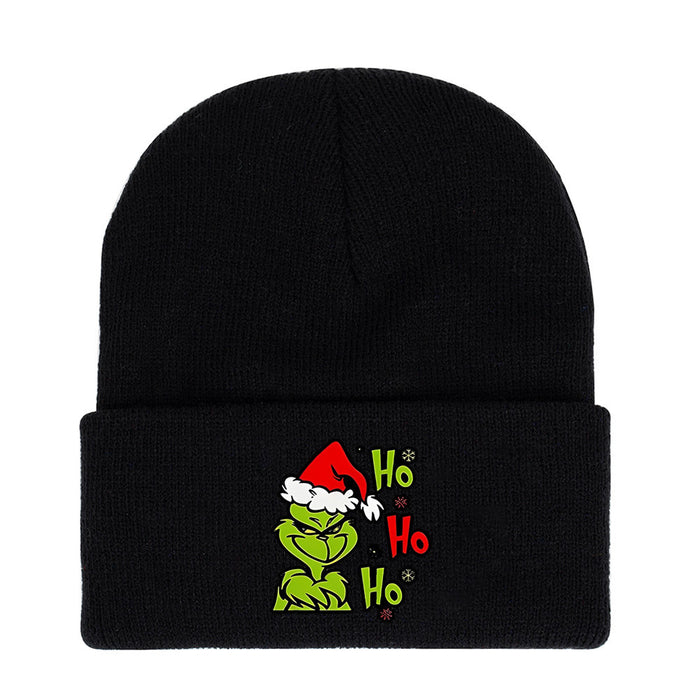 Wholesale Green Monster Knitted Hat Printed Earmuffs Windproof Wool Hat Japanese Style Dome Basic Warm Autumn and Winter Men and Women JDC-FH-WDM012