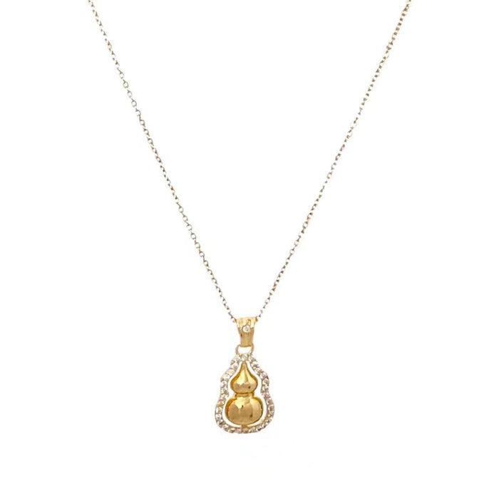 Wholesale Golden gourd necklace, women's light luxury high-end rotatable pendant, good luck gift