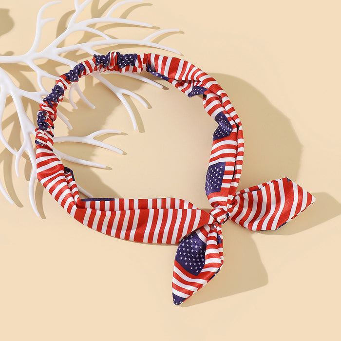 Wholesale 3PCS American Flag Independence Day Rabbit Ears Elastic Headband Bow Fabric Headband JDC-HD-JinZ001