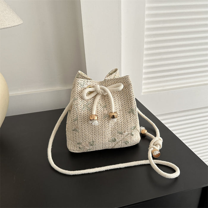 Wholesale Woven bag, cute bucket bag, personalized single shoulder crossbody bag