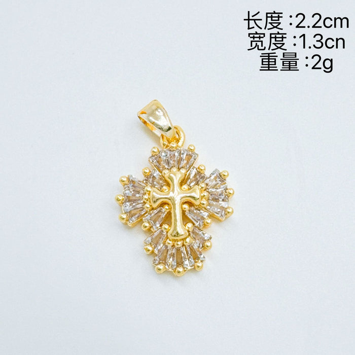 Wholesale Rock Sugar Cross Necklace Gold Plated Copper Fashion Accessory