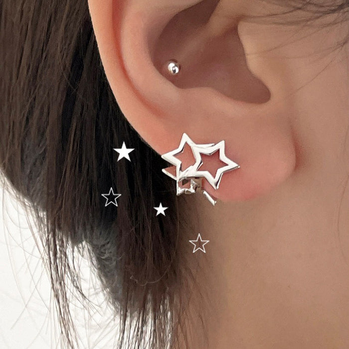 Wholesale Star Ear Buckle Earrings  Niche Design Simple Hollow Star Earrings