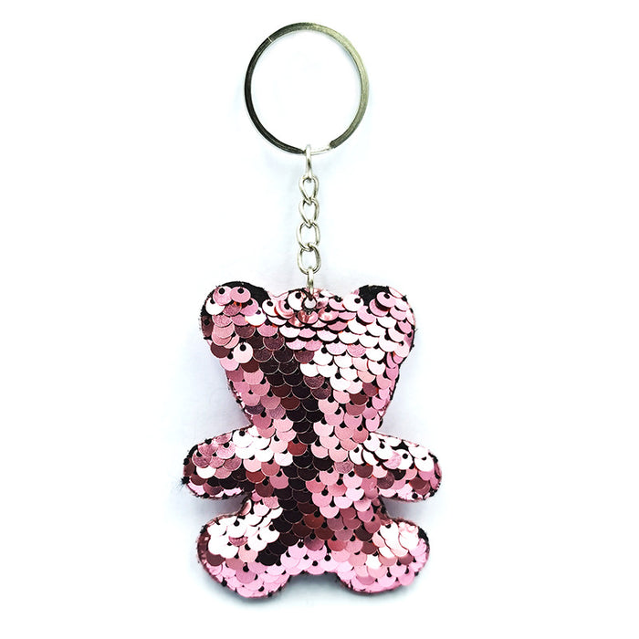 Wholesale Reflective Shiny Animal Plant Keychain PET Sequins Fashion Bag Car Pendant DIY Clothing Accessories JDC-KC-QS001