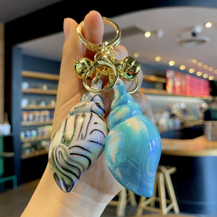 Wholesale Electroplated Colorful Conch Keychain Acrylic Conch Pendant