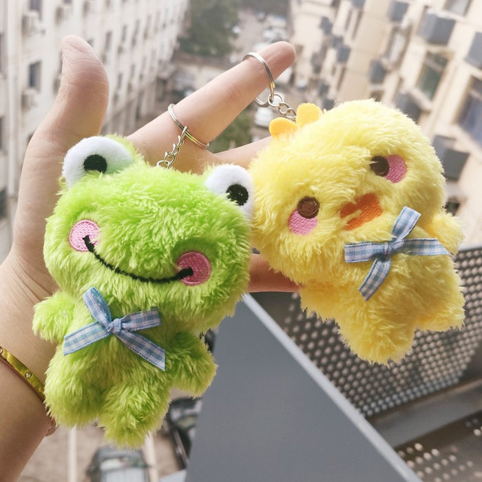 Wholesale New Rabbit Plush Toy Bear Doll Creative Frog Keychain Yellow Duck Bag Hanging Accessories JDC-KC-RC005