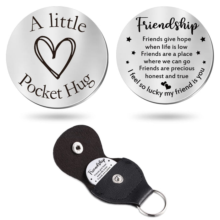 Wholesale Round leather keychain with stainless steel double-sided engraved lettering and heart shaped circular leather keychain