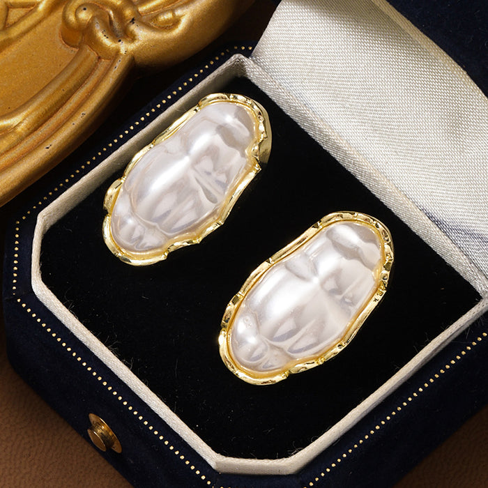 Wholesale Pearl earrings, retro geometric temperament, niche personality, exaggerated earrings, earrings