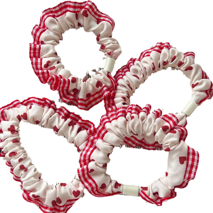 Wholesale high elastic red plaid polka dot love intestine circle cute girls high ponytail head rope hair ring