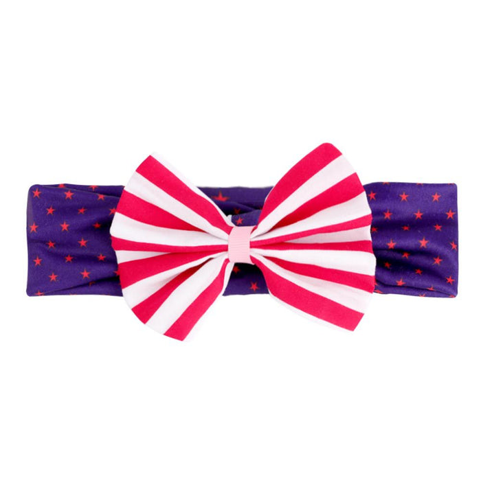 Wholesale 50PCS American Independence Day Baby Print Sequin Bow Wide Border Fabric Headband JDC-HD-XiuG001