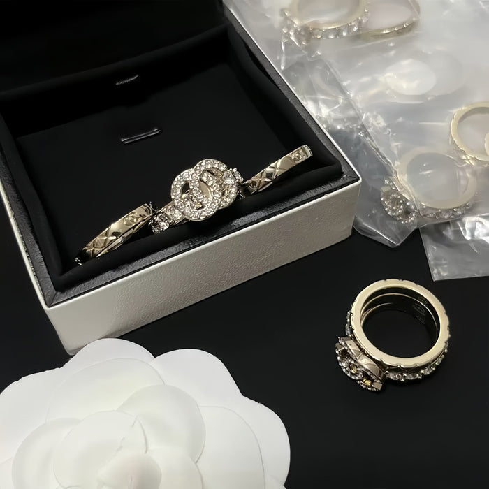 Wholesale Three-piece Set Full Diamond High Version Ring for Women