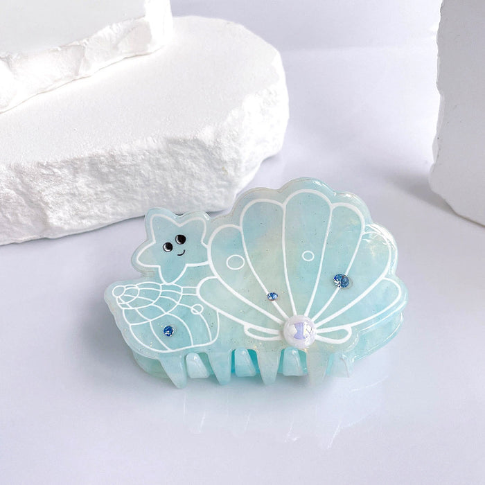 Wholesale Diamond studded claw clip, cute girl, dolphin shell, medium shark clip, back of the head, half tied hair headpiece, hair accessory
