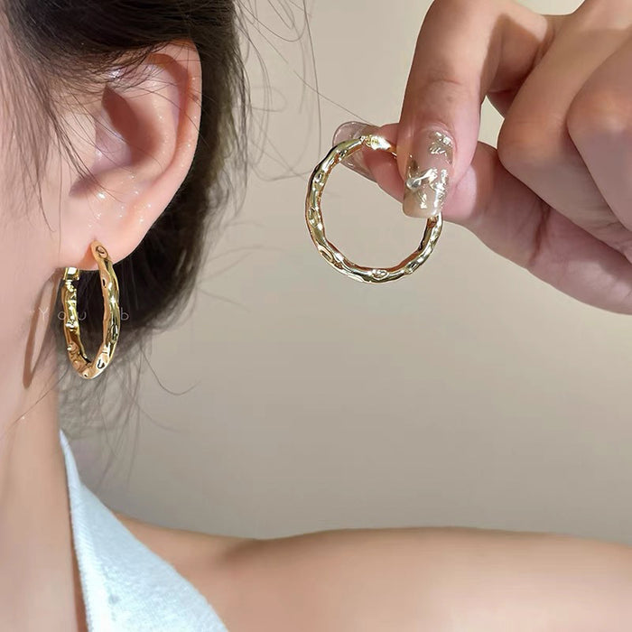 Wholesale Silver needle earrings with circular earrings, light luxury and high-end feel. Exaggerated large earrings and earrings