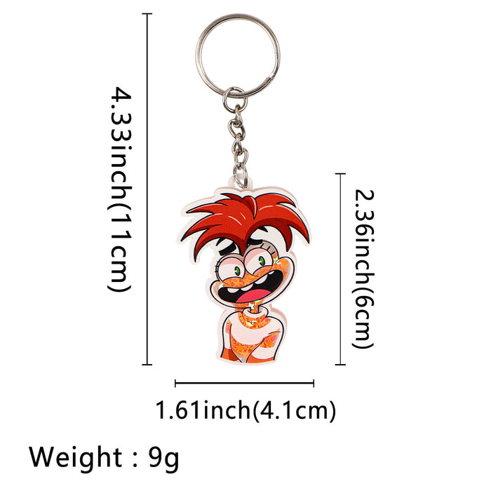 Wholesale Cartoon Acrylic Shaker Liquid Sand Keychain