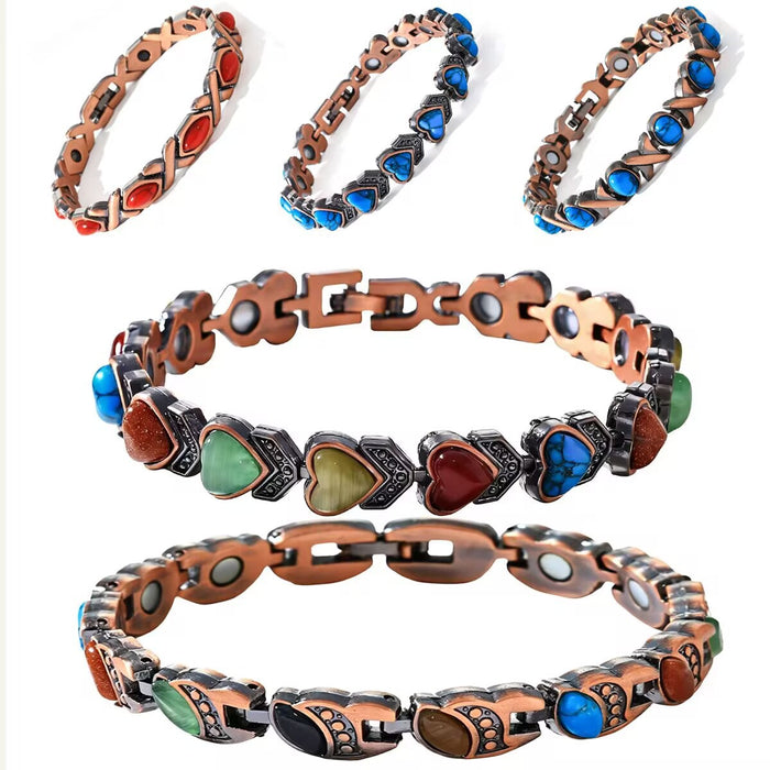 Wholesale Turquoise Magnet Bracelet Antique Red Copper Brushed Retro Bracelet
