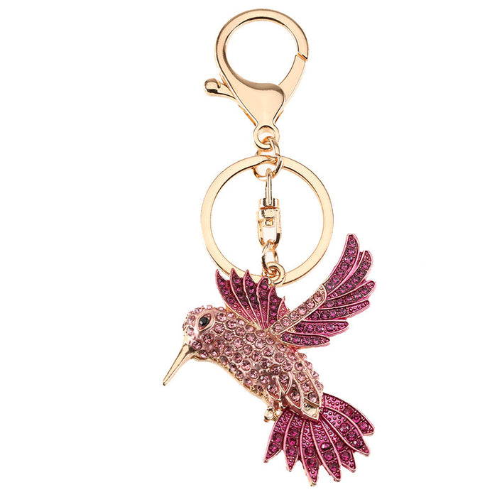 Wholesale jewelry fashion creative Diamond flying hummingbird keychain gift