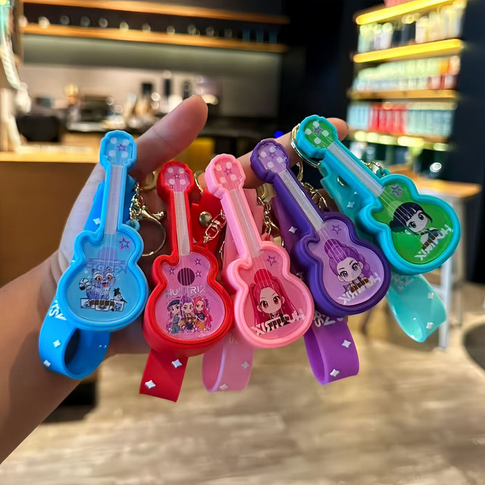 Wholesale Kpop cute glowing guitar keychain