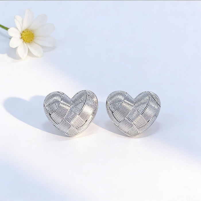 Wholesale Woven texture hollow arc heart-shaped teardrop earrings