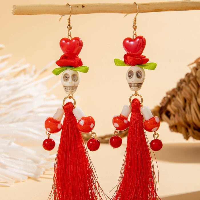 Wholesale Resin Skull Earrings Punk Hip Hop Handmade Jewelry Accessory MOQ≥2