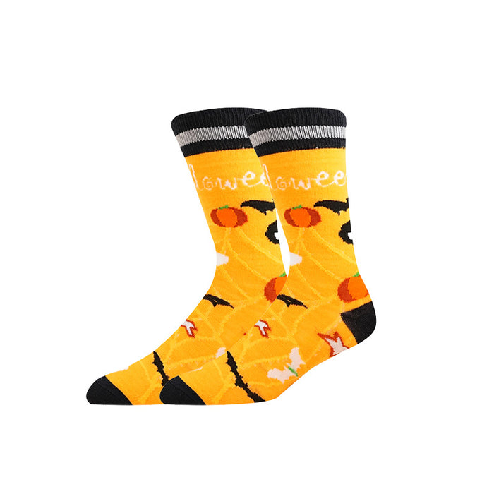 Wholesale  element pattern pumpkin ghost skull autumn and winter style warm breathable mid-tube socks