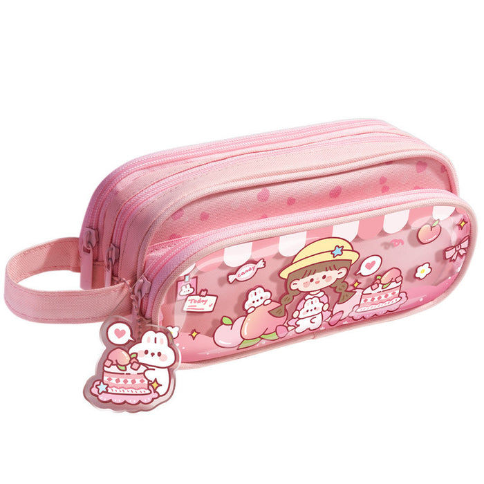 Wholesale Cute Style Pencil Case Double-layer Hat Design Multi-layer Storage for School