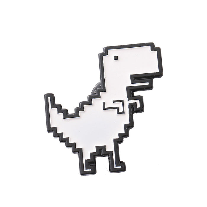 Wholesale Metal Dinosaur Brooch Pin White Art Funny Badge For Bags Clothing Stylish Fashion Accessory For Boutique Resale