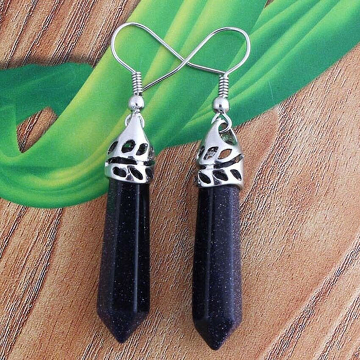 Wholesale Earrings Natural Crystal Natural Gemstone Hexagonal Post JDC-ES-YinW003