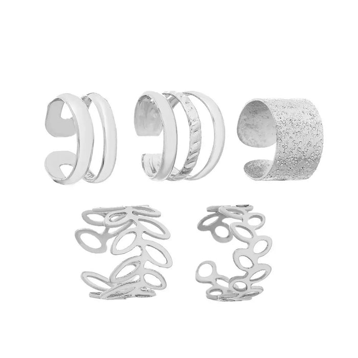 Wholesale Retro C-shaped earring 5-piece set without ear holes, ear bone clip, personalized ear clip, temperament earring accessory