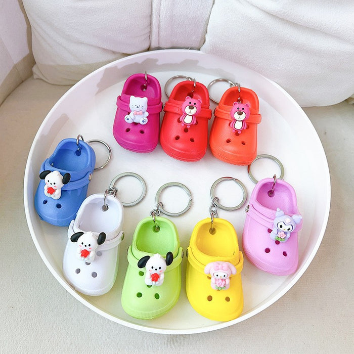 Wholesale cute small mini slippers hole shoes steam couple keychain shoes backpack pendant small gifts