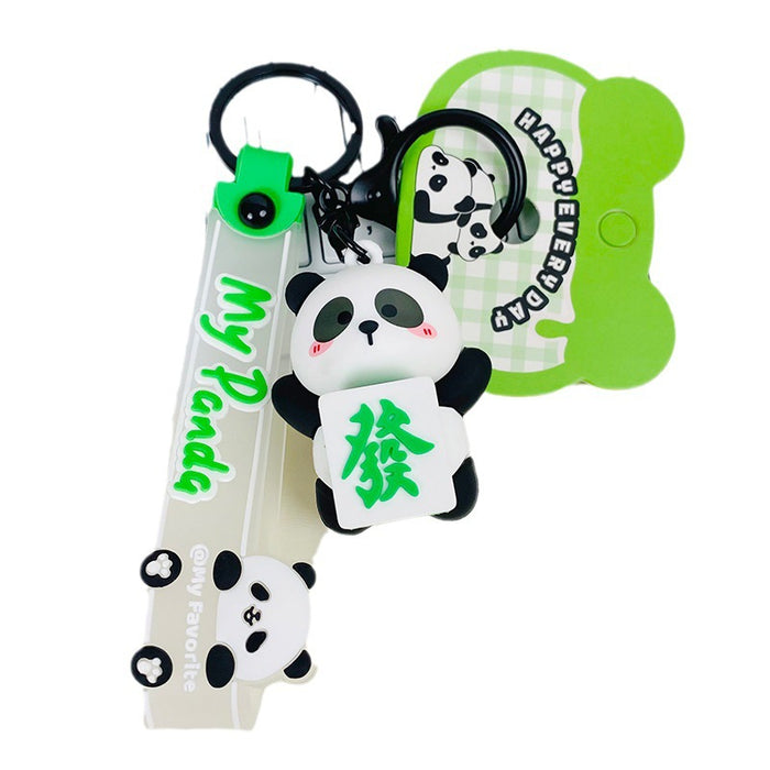 Wholesale  Cartoon Rotating Panda  Car Keychain Schoolbag Bag Pendant