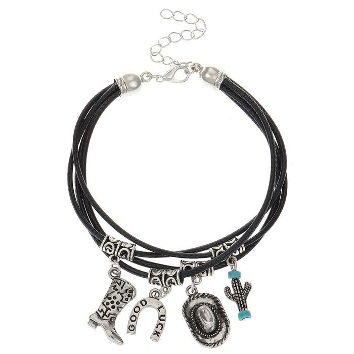 Wholesale Bohemian Ethnic Style Zinc Alloy Jewelry Set Cow Head Design Necklace and Bracelet